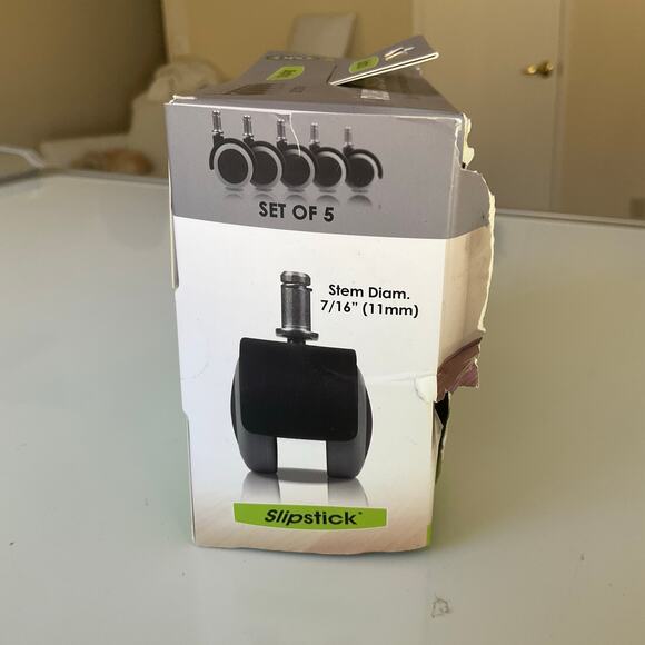 Slipstick 2" Floor Protecting Rubber Caster Wheels, Black and Gray, Set of 5 - Picture 3 of 4